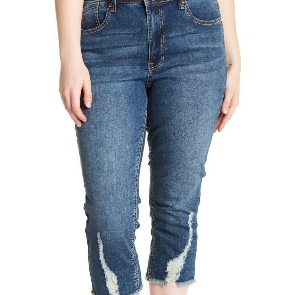 Seven7 Jeans Distressed Cropped Raw Hem Capri 24W